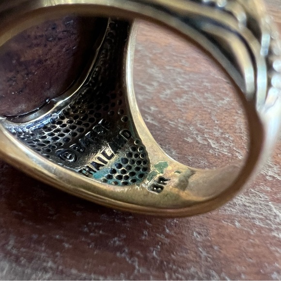 Studio Barse Carved Flower Ring in Antique Gold and Brown - Picture 8 of 11